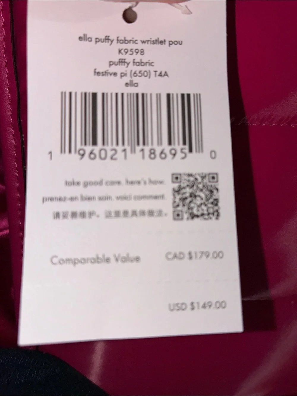 kate spade Hot Pink Quilted Shine Wristlet Pouch